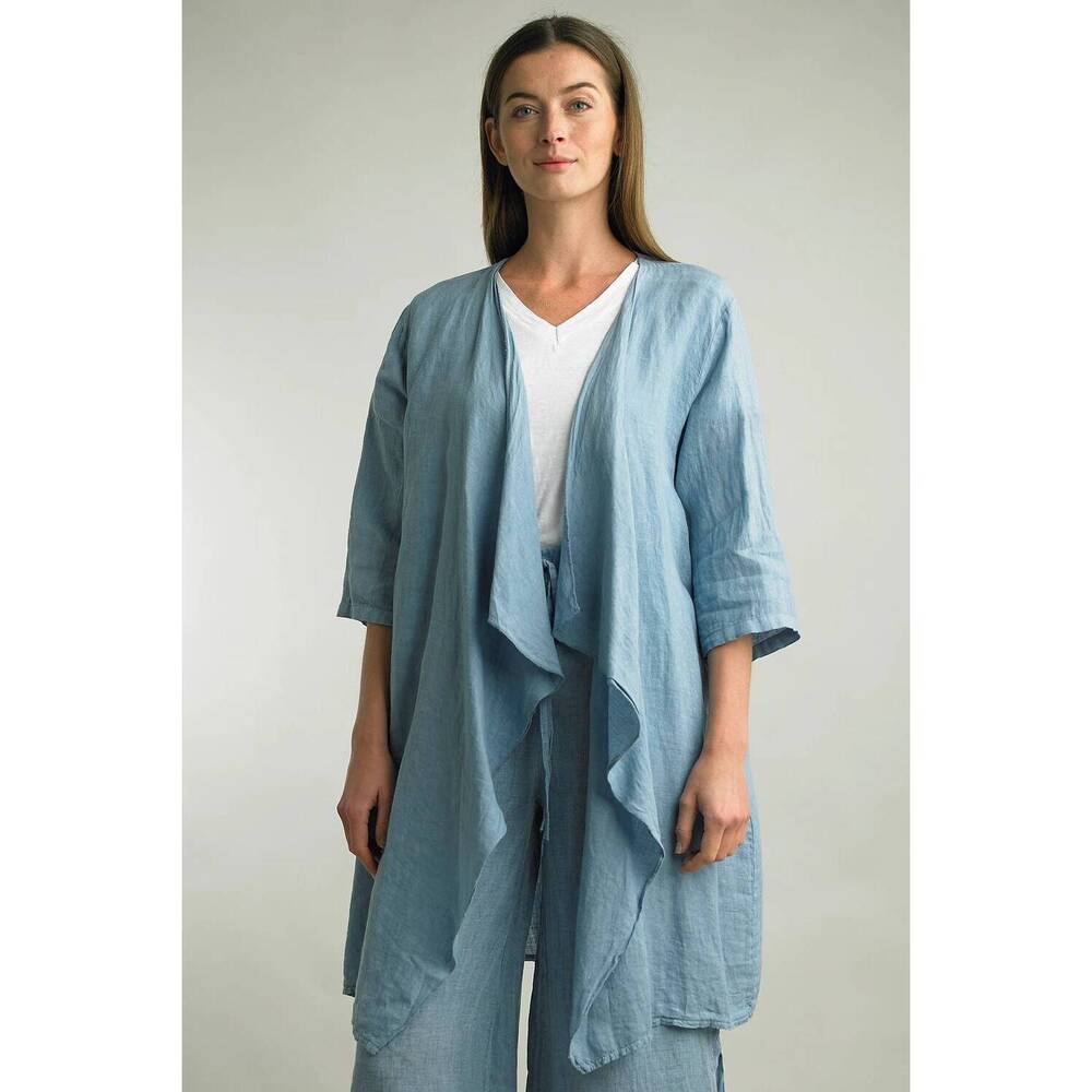 NEW TEMPO PARIS linen duster in denim